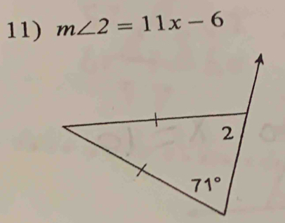 m∠ 2=11x-6