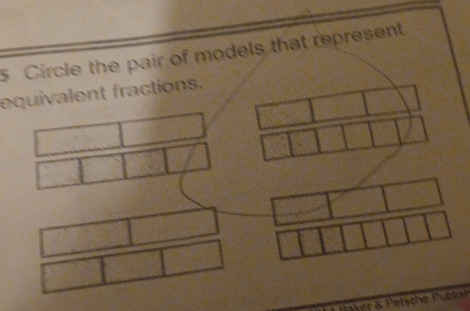 Circle the pair of models that represent 
equivalent fractions.