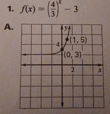 f(x)=( 4/3 )^x-3
A.