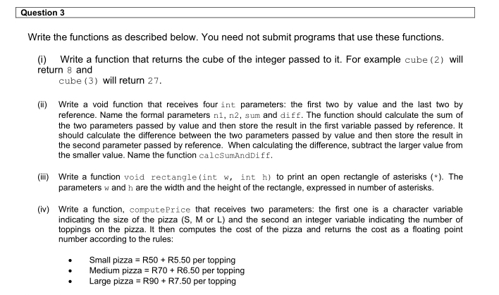 Solved: Write the functions as described below. You need not submit ...