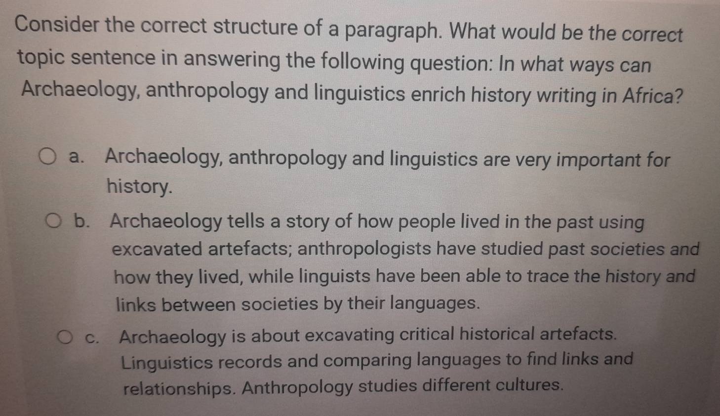 Solved: Consider the correct structure of a paragraph. What would be ...