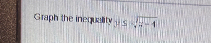 Graph the inequality y≤ sqrt(x-4)