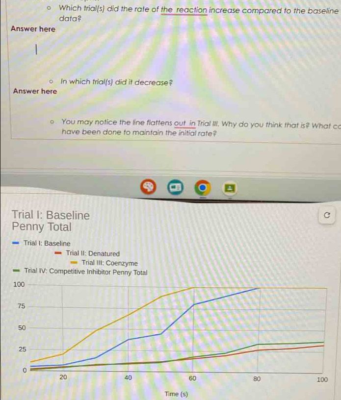 Solved: Which trial(s) did the rate of the reaction increase compared ...