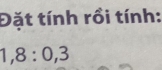 Đặt tính rồi tính:
1, 8 : 0, 3