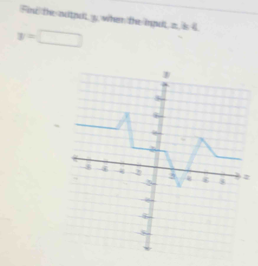 Find the nutput, y, when the input, z is 4
y=□