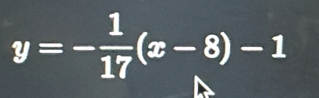 y=- 1/17 (x-8)-1