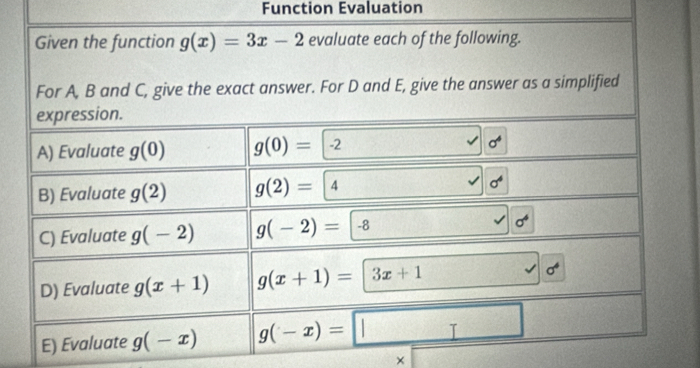 Function Evaluation
* □