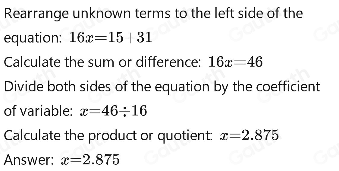 Solved: 16x-31=15 [Math]