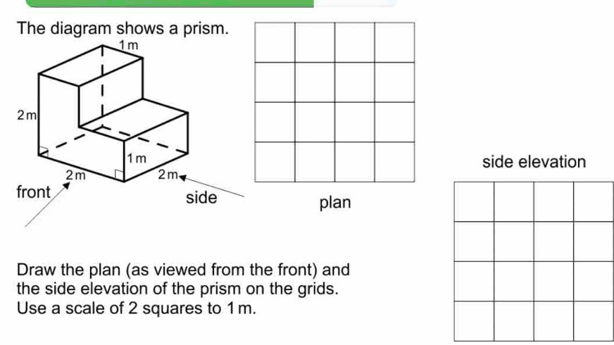 Solved: The diagram shows a prism. side elevation plan Draw the plan ...