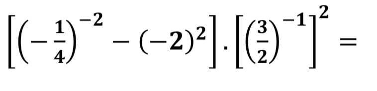 [(- 1/4 )^-2-(-2)^2]· [( 3/2 )^-1]^2=