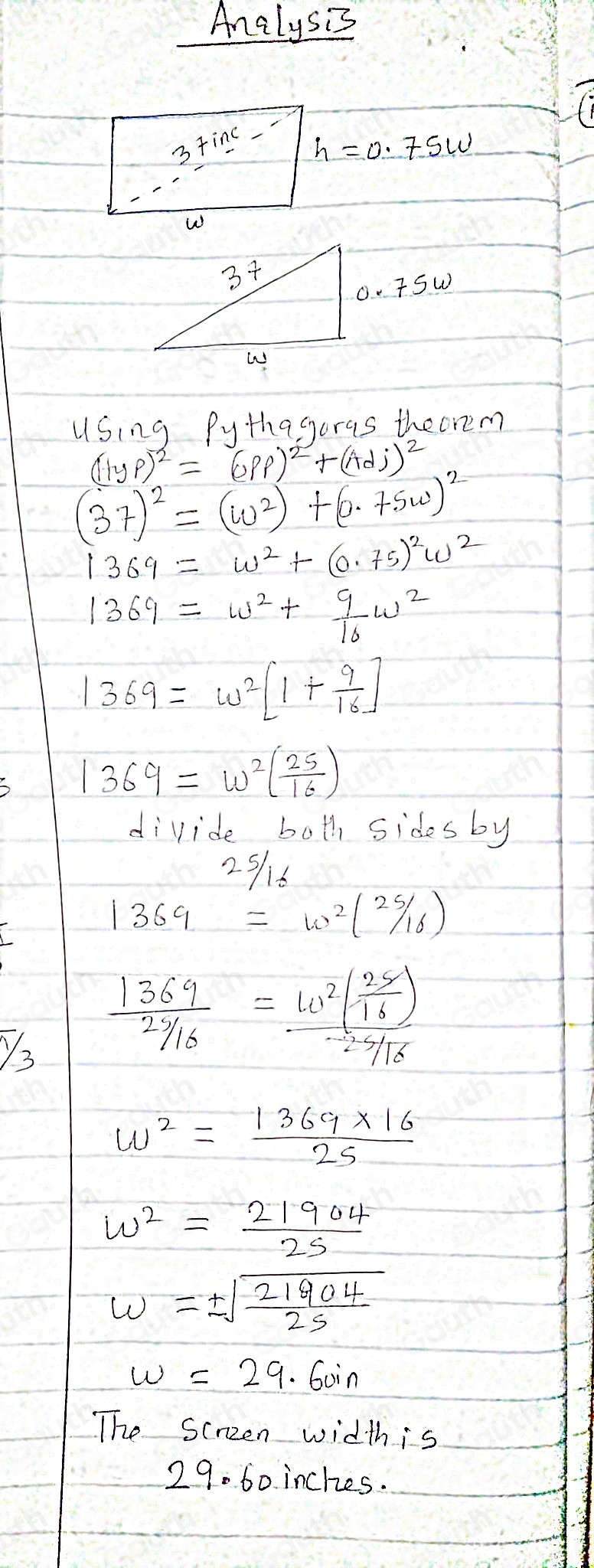 Solved: In a standard television set, the screen height is 0.75 times ...