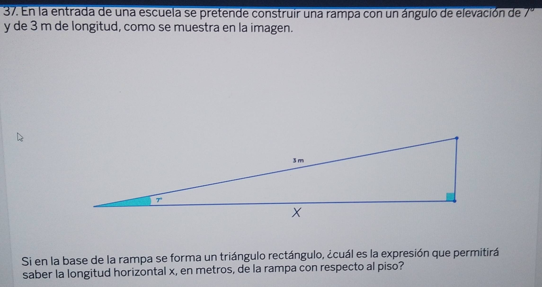Resuelto:En la entrada de una escuela se pretende construir una rampa ...