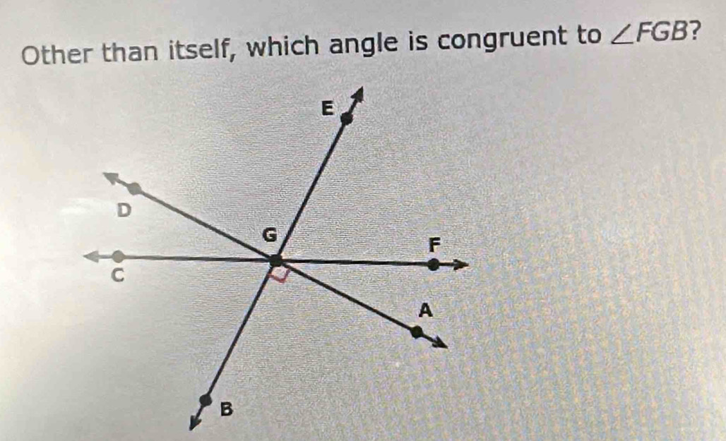 Other than itself, which angle is congruent to ∠ FGB ?