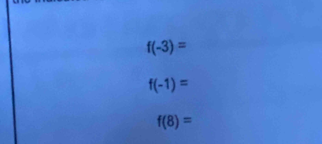 f(-3)=
f(-1)=
f(8)=