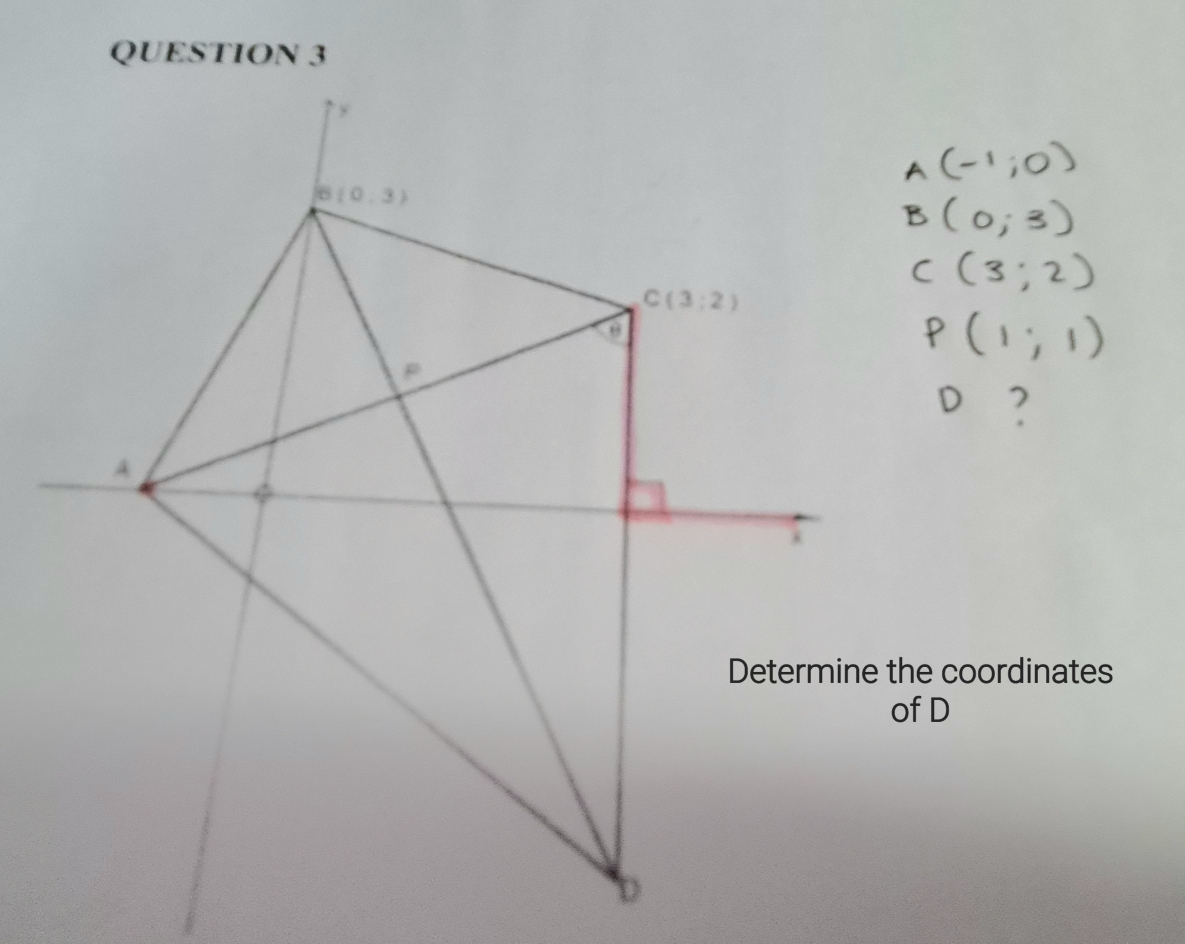 Determine the coordinates
of D