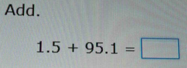 Add.
1.5+95.1=□