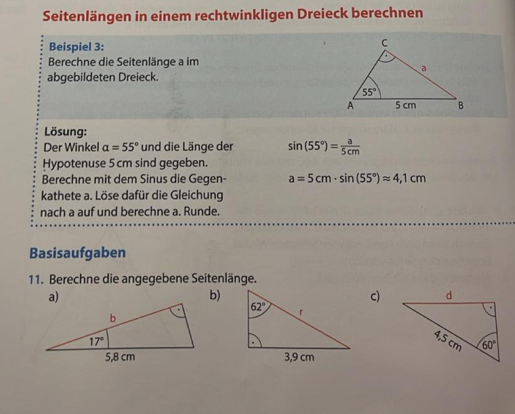Gelöst:Seitenlängen in einem rechtwinkligen Dreieck berechnen Beispiel ...