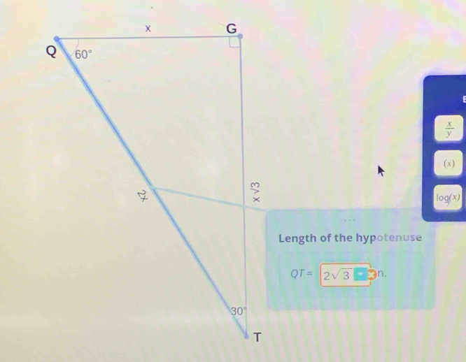  x/y 
(x)
log(x)