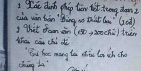 Cac dink phep lien bet teong dean2 
cia vàn bàn ` iàng so thāt (ai" (od) 
? het foon èn (150, 200chù) tien 
Zhāi cāu chú di 
Cad hac mang la nhei lo sch cho 
cháng ta"