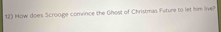 How does Scrooge convince the Ghost of Christmas Future to let him live?