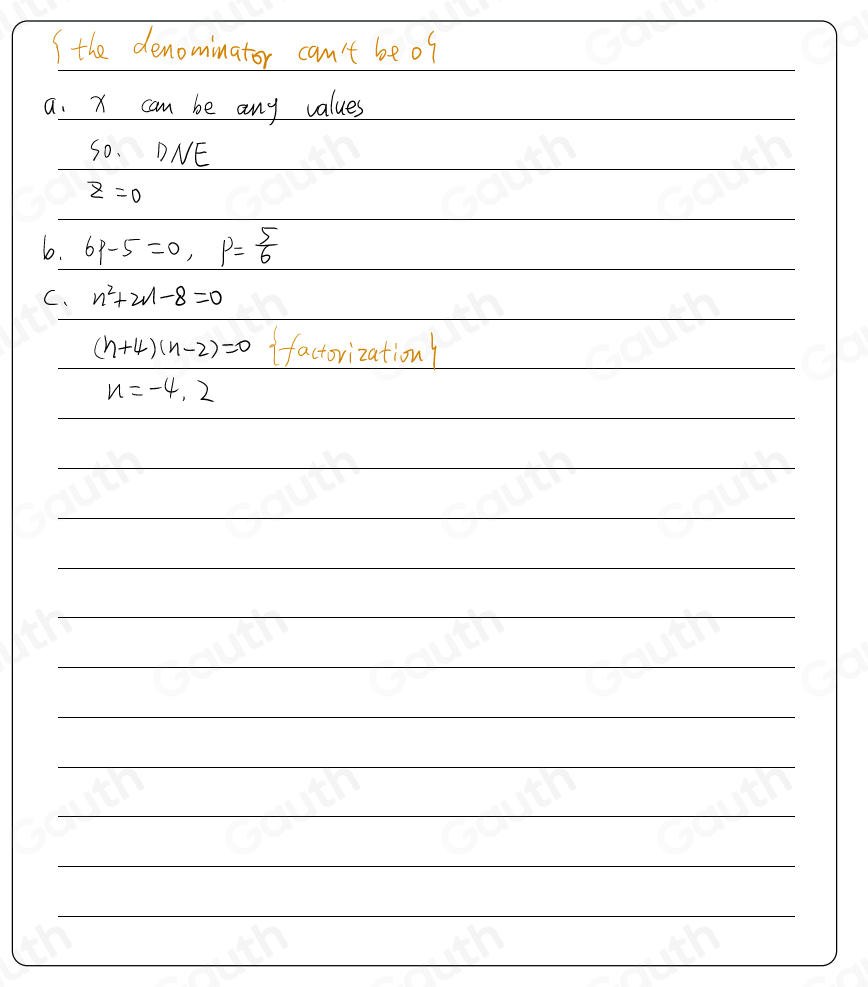 Solved: Determine the values for which the rational expression is ...
