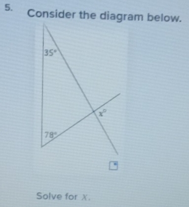 Solve for X.