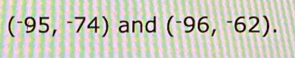 (-95,^-74) and (^-96,^-62).