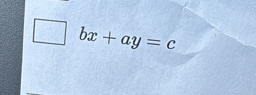 frac 1/2endpmatrix
bx+ay=c