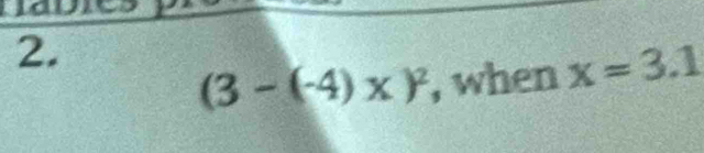 (3-(-4)* )^2 , when x=3.1