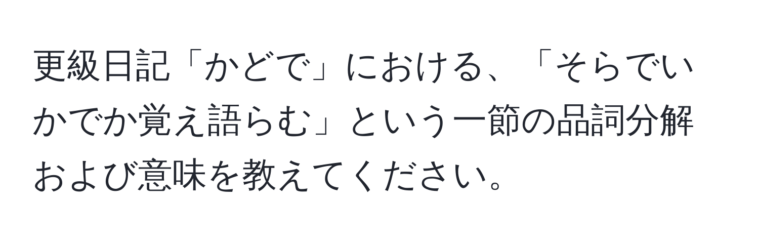 更級日記「かどで」における、「そらでいかでか覚え語らむ」という一節の品詞分解および意味を教えてください。