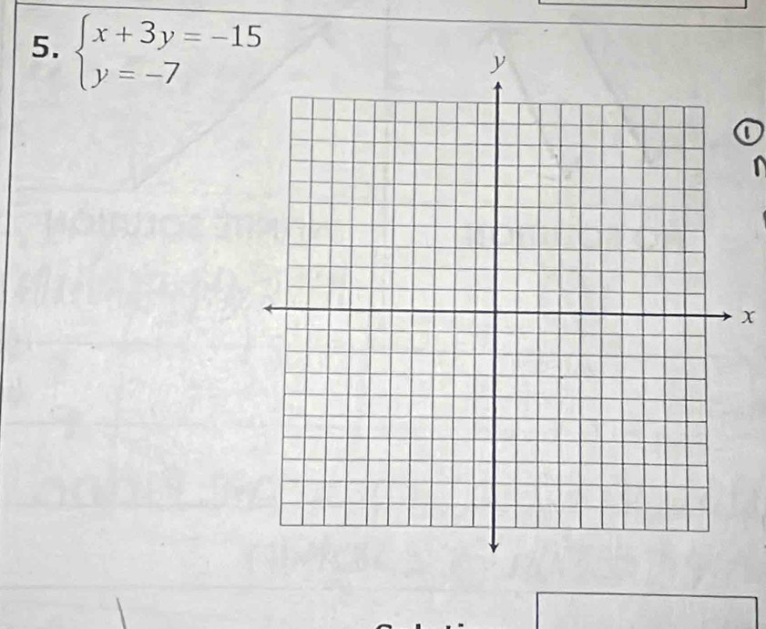 beginarrayl x+3y=-15 y=-7endarray.
o
1
x