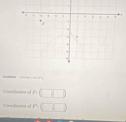 Answer Attempt 1 out of 2 
Coordinates of F : 
Coordinates of F' :