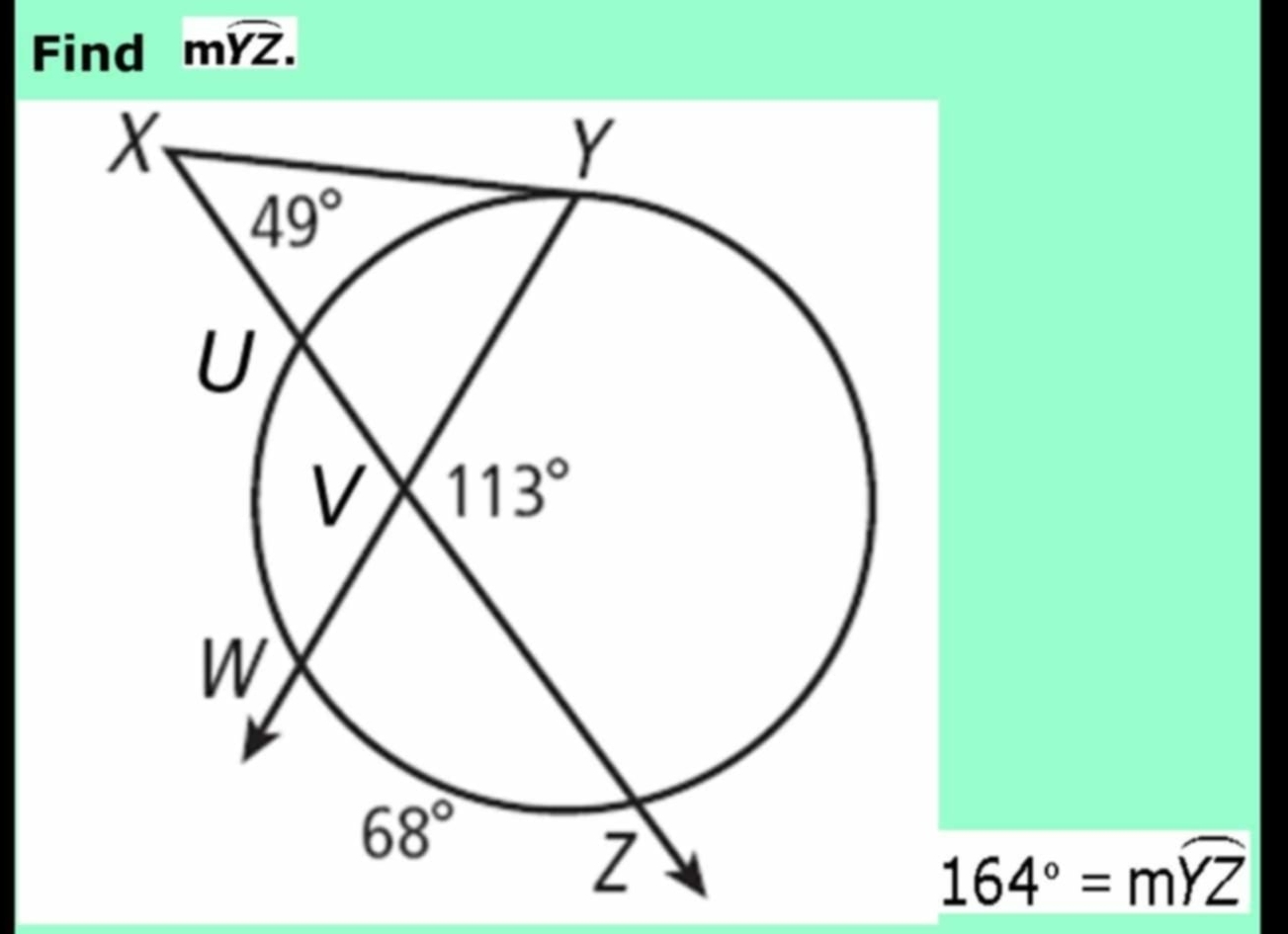 Find moverline YZ.
164°=moverline YZ