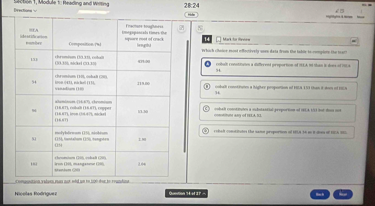 Solved: Section 1, Module 1: Reading and Writing 28:24 £ 1 Directions ...