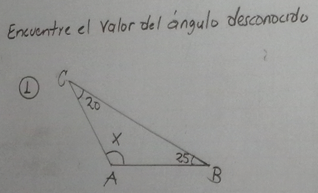 Encventre el valor del angulo desconocido 
(