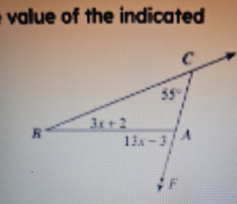 value of the indicated