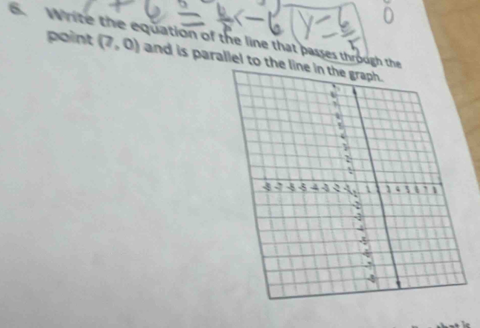 White the equation of the line that passes through t 
point (7,0) and is parallel to th