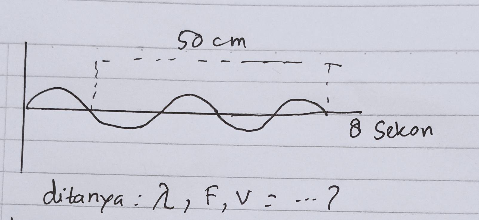 ditanya: lambda , F, v=...?