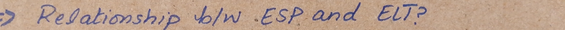 Resationship b/w. ESP and ELT?