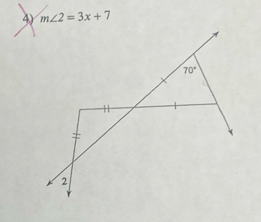 A m∠ 2=3x+7