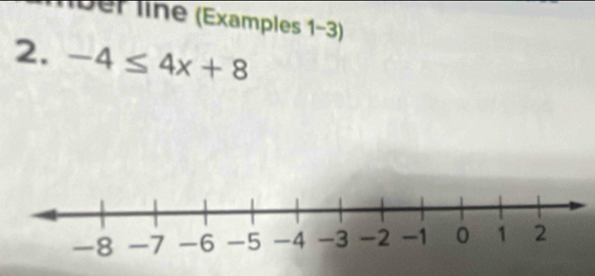 lber line (Examples 1-3) 
2. -4≤ 4x+8