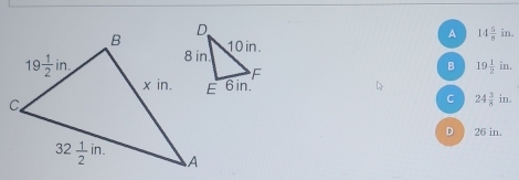 A 14 5/8 in.
B 19 1/2 in.
C 24 3/8 in.
D 26 in.