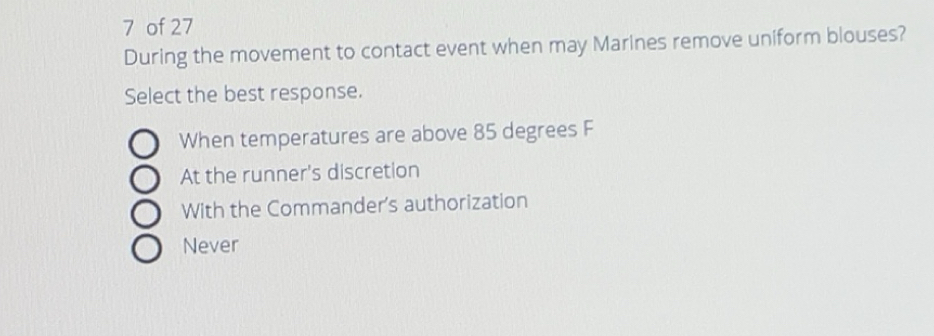 Solved: of 27 During the movement to contact event when may Marines ...