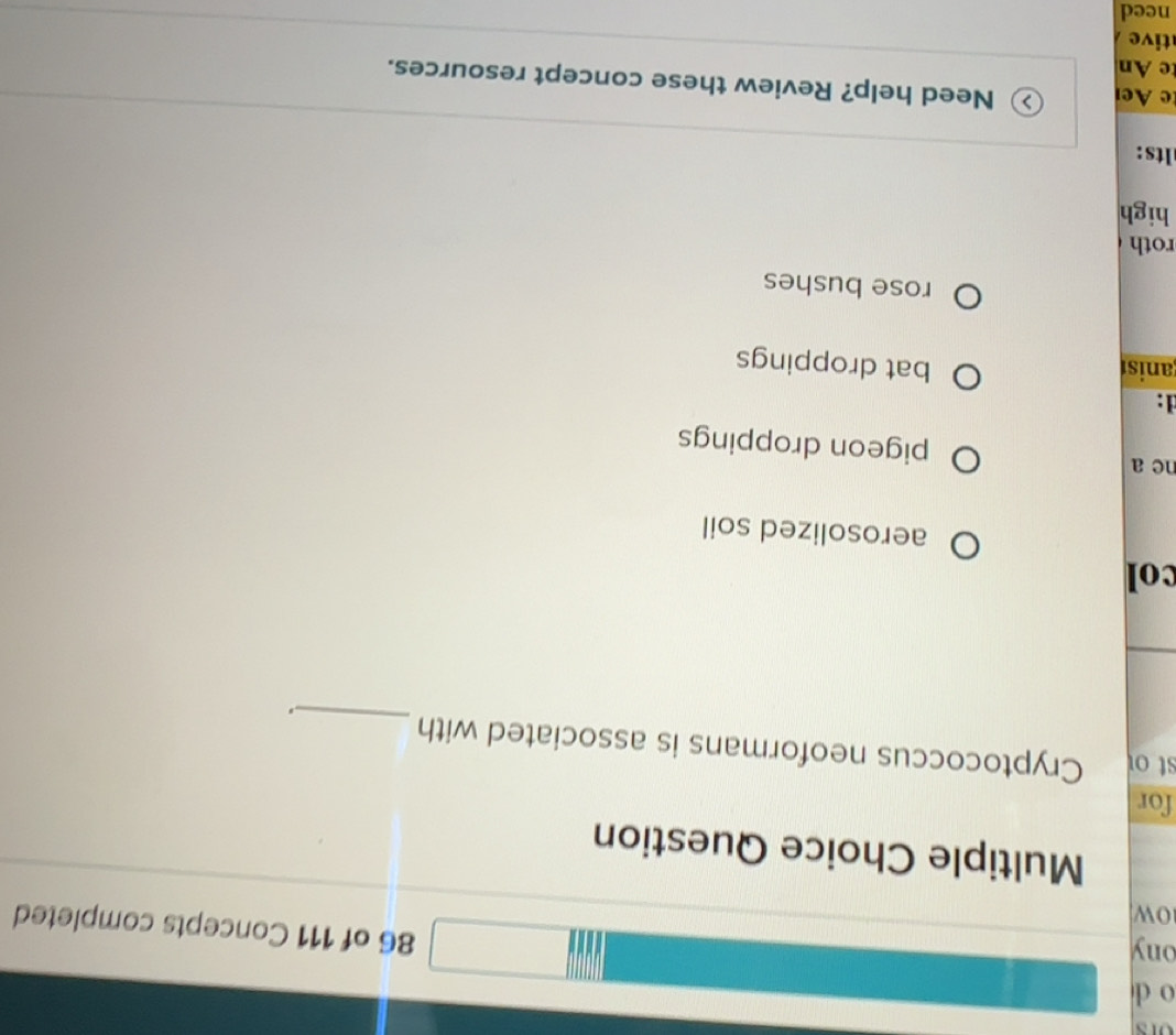 Solved: ony 86 of 111 Concepts completed ow Multiple Choice Question ...