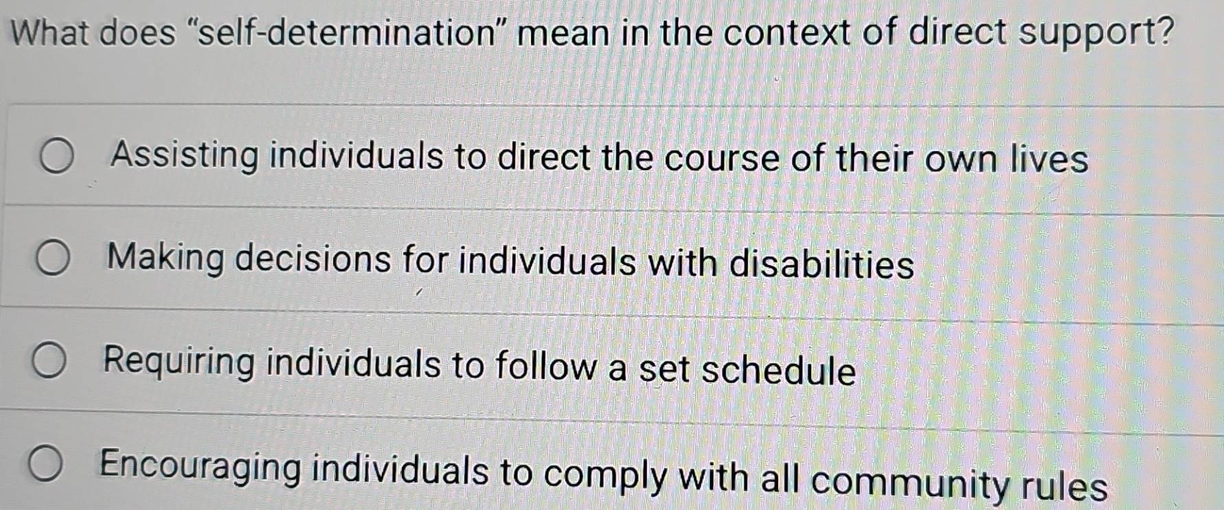 Solved: What does “self-determination” mean in the context of direct ...