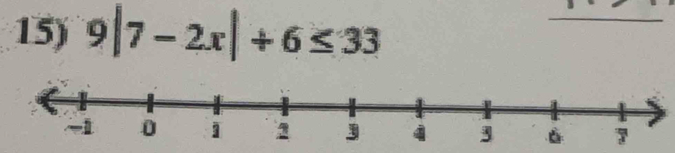 9|7-2x|+6≤ 33
_