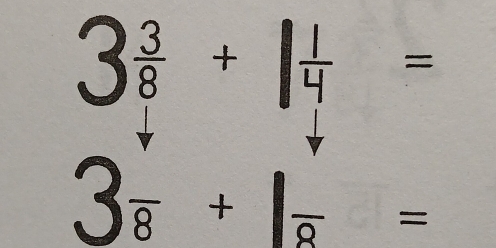 3 3/8 +1 1/4 =
3frac 8+1frac 8=