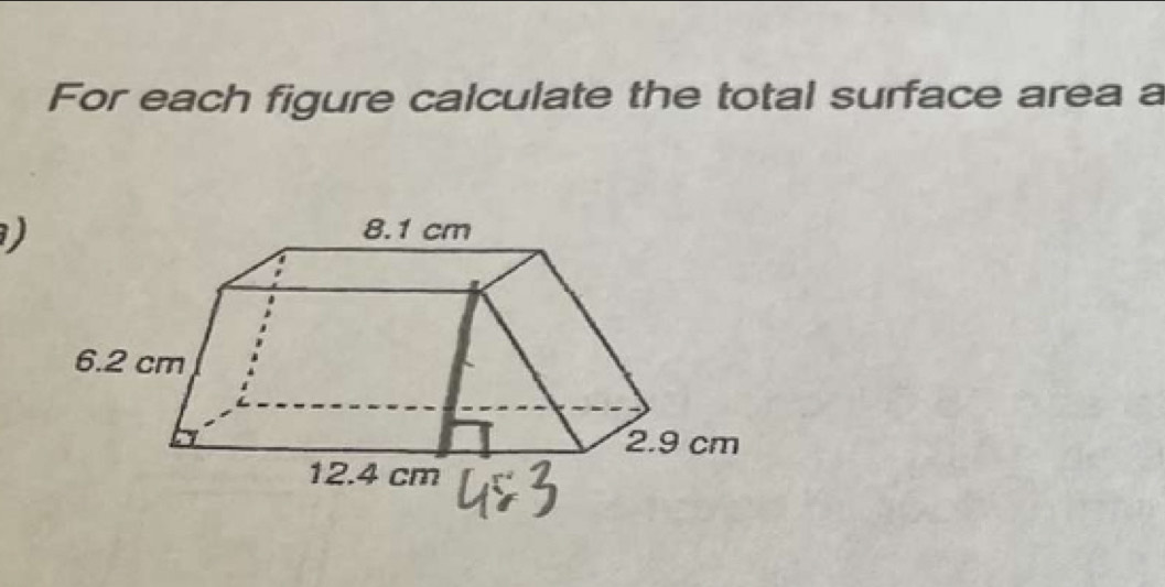 For each figure calculate the total surface area a
)