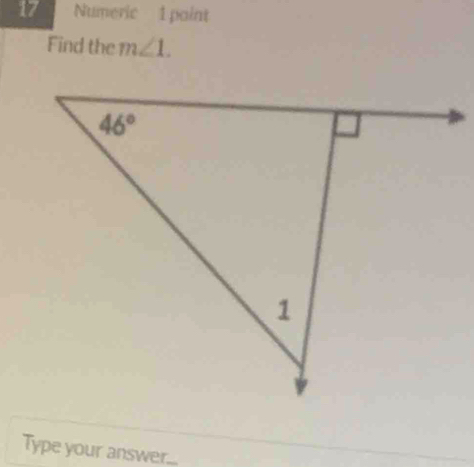 Numeric 1 paint
Find the m∠ 1.
Type your answer...