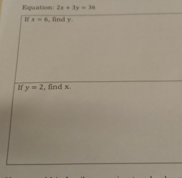 Equation: 2x+3y=36